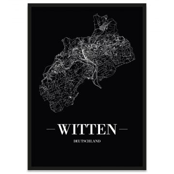 Stadtposter Witten mit Bilderrahmen und Straßennetz