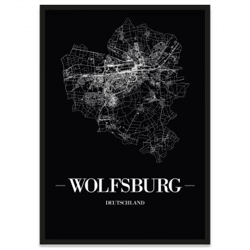 Poster mit Rahmen, Wolfsburg Straßennetz