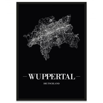 Wuppertal Stadtposter Bilderrahmen mit Straßennetz
