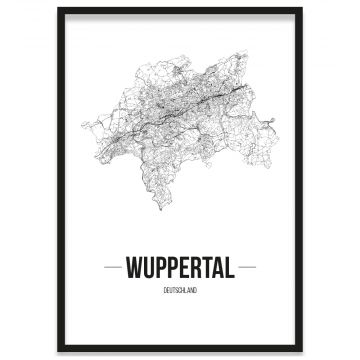 Poster Wuppertal mit Straßennetz