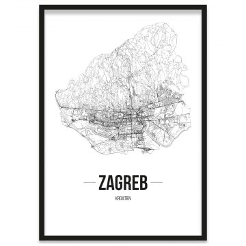 Zagreb Poster mit Bilderrahmen