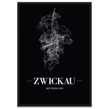 Zwickau Stadtposter Bilderrahmen mit Straßennetz