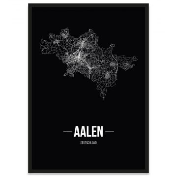 Aalen Stadtposter Bilderrahmen mit Straßennetz