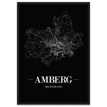 Amberg Poster mit Bilderrahmen, Straßennetz