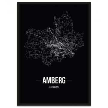 Amberg Poster mit Bilderrahmen, Straßennetz