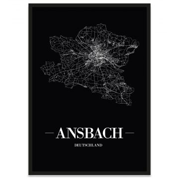 Amberg Poster mit Bilderrahmen, Straßennetz