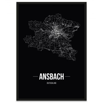 Amberg Poster mit Bilderrahmen, Straßennetz