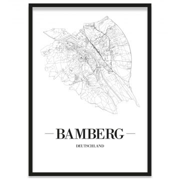 Stadtposter Bamberg Stadtplan Bilderrahmen