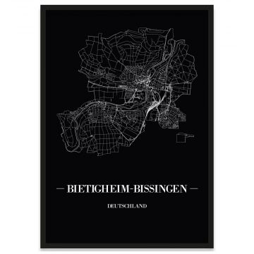 Stadtposter Bietigheim-Bissingen Straßennetz  mit Bilderrahmen