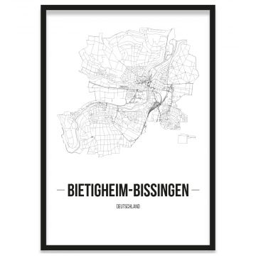 Stadtposter Bietigheim-Bissingen Bilderrahmen Straßennetz