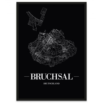 Stadtposter Bruchasal Straßennetz  mit Bilderrahmen