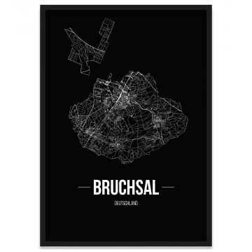 Stadtposter Bruchasal Straßennetz  mit Bilderrahmen