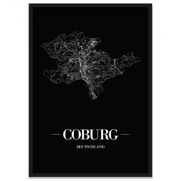Coburg Stadtposter mit Bilderrahmen und Stadtnetz