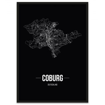 Coburg Stadtposter mit Bilderrahmen und Stadtnetz