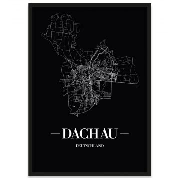 Dachau Stadtposter mit Bilderrahmen und Stadtnetz