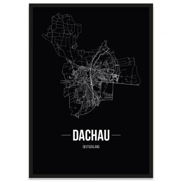 Dachau Stadtposter mit Bilderrahmen und Stadtnetz
