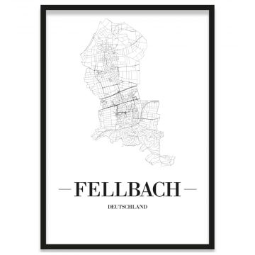 Stadtposter Fellbach Stadtplan Bilderrahmen
