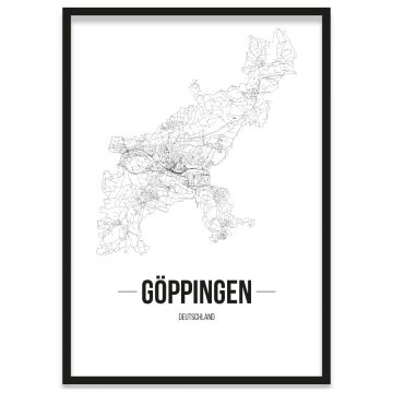 Stadtposter Göppingen Straßenplan Bilderrahmen