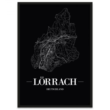 Stadtposter mit Straßennetz Stadt Lörrach
