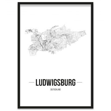 Stadtposter Ludwigsburg Rahmen Straßennetz
