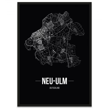 Straßenposter Neu-Ulm mit Stadtplan