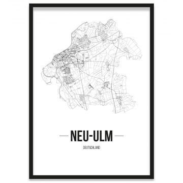 Stadtposter Neu-Ulm Straßennetz Bilderrahmen