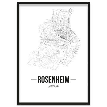 Stadtposter Rosenheim Straßennetz Bilderrahmen