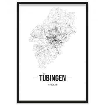 Stadtposter Tübingen Straßennetz Rahmen