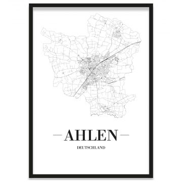 Stadtposter Ahlen Straßennetz Bilderrahmen