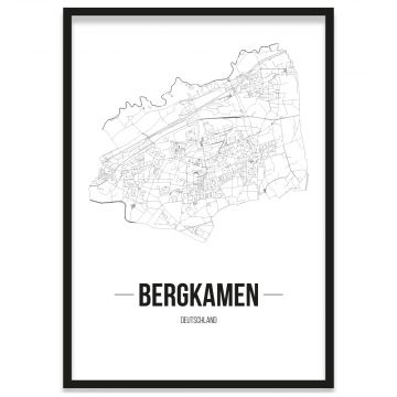 Stadtposter Bergkamen Stadtplan mit Rahmen