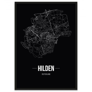 Stadtposter Hilden - Black
