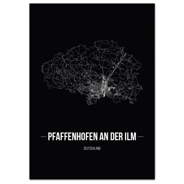 Stadtposter Pfaffenhofen an der Ilm - black
