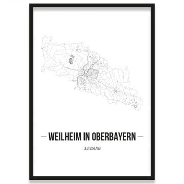 Stadtposter Weilheim in Oberbayern Rahmen