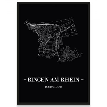 Stadtposter Bingen am Rhein - black
