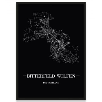 Stadtposter Bitterfeld - Wolfen - black