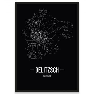 Stadtposter Delitzsch - black