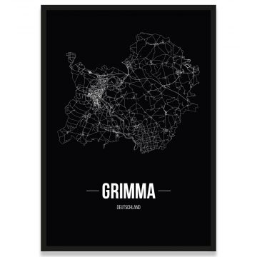 Stadtposter Grimma - black