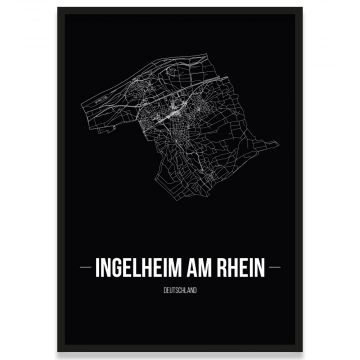 Stadtposter Ingelheim am Rhein - black