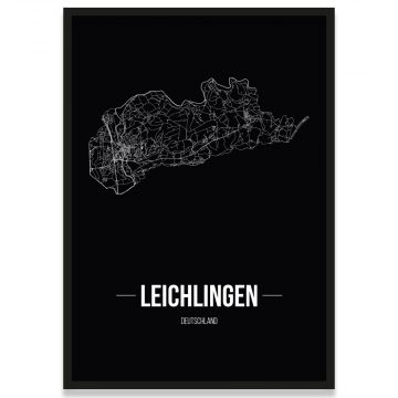 Stadtposter Leichlingen - black