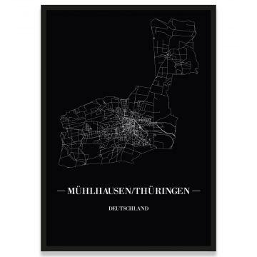 Stadtposter Mühlhausen-Thüringen - black