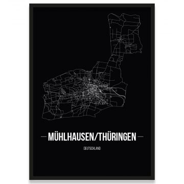 Stadtposter Mühlhausen-Thüringen - black