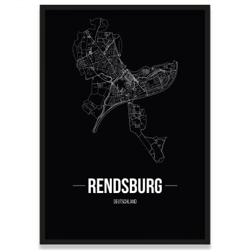 Stadtposter Rendsburg - black