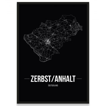 Stadtposter Zerbst/Anhalt - black