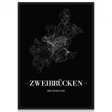 Stadtposter Zweibrücken Black