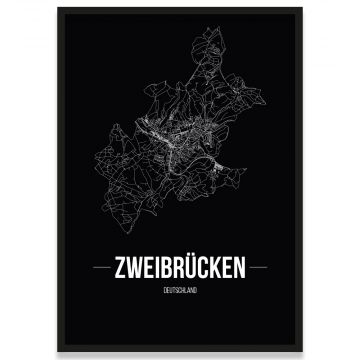 Stadtposter Zweibrücken Black