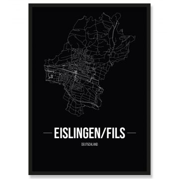 Stadtposter Eislingen Fils Black