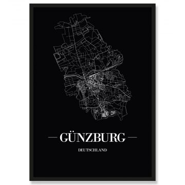 Stadtposter Günzburg Black