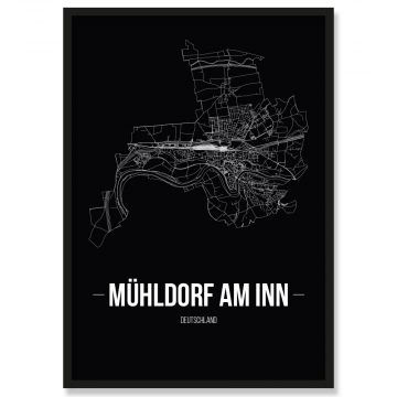 Stadtposter Mühldorf am Inn Black