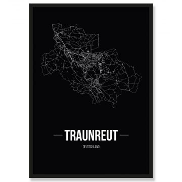 Stadtposter Traunreut Black