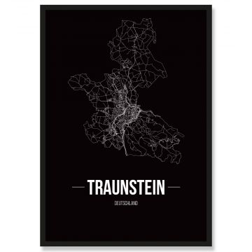 Stadtposter Traunstein Black